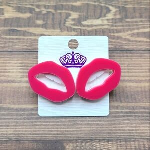 Hot Pink Lips Stud Earrings